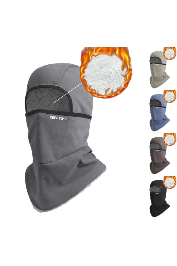 Balaclava Hat for Men Fleece Liner Warm Winter Hats 3 in 1 Windproof Ear Cover Ski Hat with Face Neck Warmer Khaki