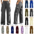 thumbnail image 1 of QATAINLAV Barrel Sweatpants for Woman Casual Baggy Wide Leg Cargo Pants Drawstring Work Trousers with Pockets White XXL, 1 of 9