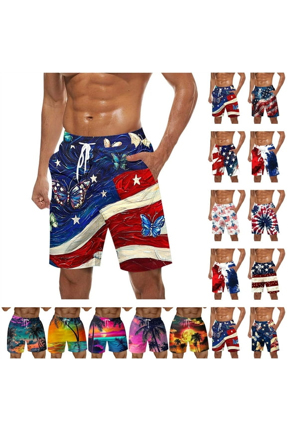 Beach Shorts for Man Hawaiian Vacation Tropical Short Pants with Pockets Fashion Palm Tree Graphic Cruise Party Swim Trunks Multicolor XXXXXL Birthday Gifts