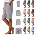 thumbnail image 1 of QATAINLAV Beige Womens Summer Short Yoga Pants with Pockets Solid Casual Drawstring High Waisted Sweat Shorts Loose Straight Leg Workout Bermuda Shorts L, 1 of 10