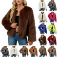 thumbnail image 1 of QATAINLAV BeigeFall Winter Womens Faux Fur Fleece Coat Fuzzy Warm Open Front Casual Jacket Loose Comfy Cardigan Outerwear L, 1 of 8
