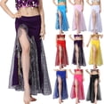 thumbnail image 1 of QATAINLAV Belly Dance Skirt for Women Mesh Side Split Long Skirts Sequin Mermaid Bodycon Wrap Hip Skirt Purple, 1 of 9