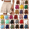 thumbnail image 1 of QATAINLAV Bermuda Shorts for Women 2025 Elastic High Waisted Shorts Summer Pleated Hem Ruffle Shorts Solid Casual Loose Workout Short Pants Todays Daily Sales Khaki S, 1 of 6
