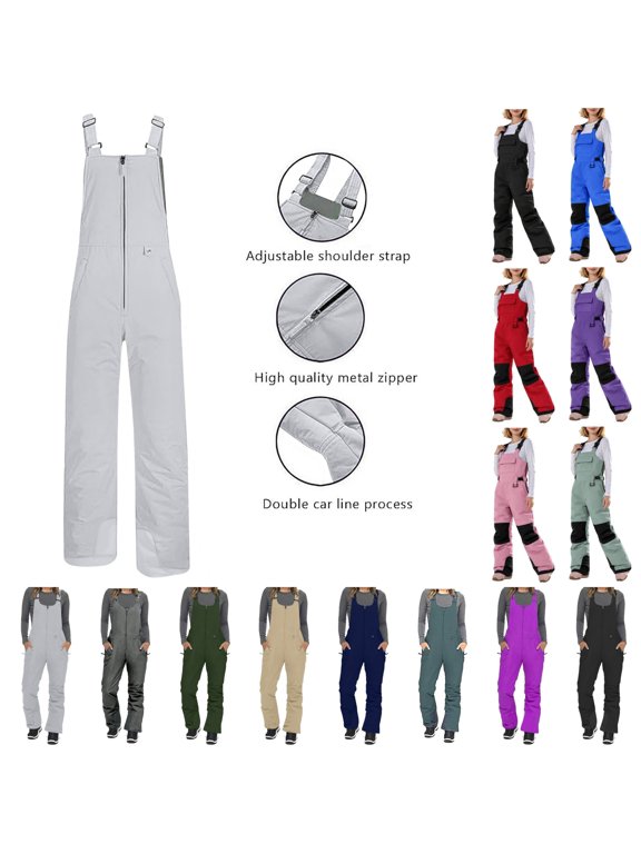 Bib Snow Pants for Women Winter One Piece Jumpsuits Outdoor Waterproof Windproof Insulated Overalls Athletic Ski Snowpants Gray S Birthday Gifts