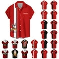 thumbnail image 1 of QATAINLAV Big and Tall Christmas T-Shirts for Men Xmas Ugly Graphic Tees Tops Casual Button Lapel Hawaiian Shirt Vacation Short Sleeve Bowling Shirt Red XL, 1 of 1