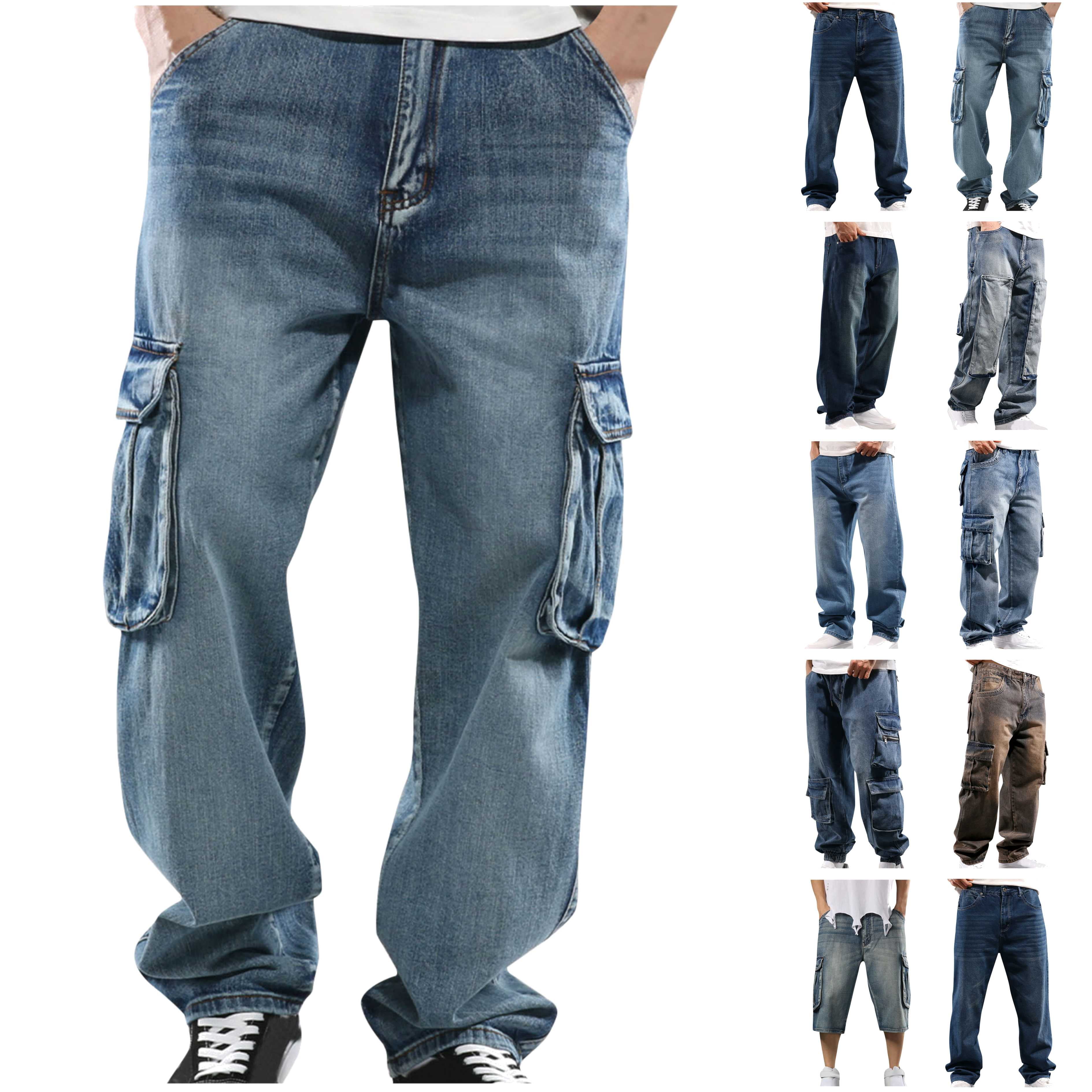 QATAINLAV Big and Tall Jean Pants for Men Casual Relaxed Fit Wide Leg ...