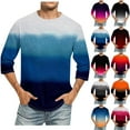 thumbnail image 1 of QATAINLAV Big and Tall Shirts for Men Loose Fit 3/4 Sleeve Pullover Tops Fashion Gradient Print Tshirts Casual Round Neck Blouse Hoy Oferta Flash Wine 5XL, 1 of 5