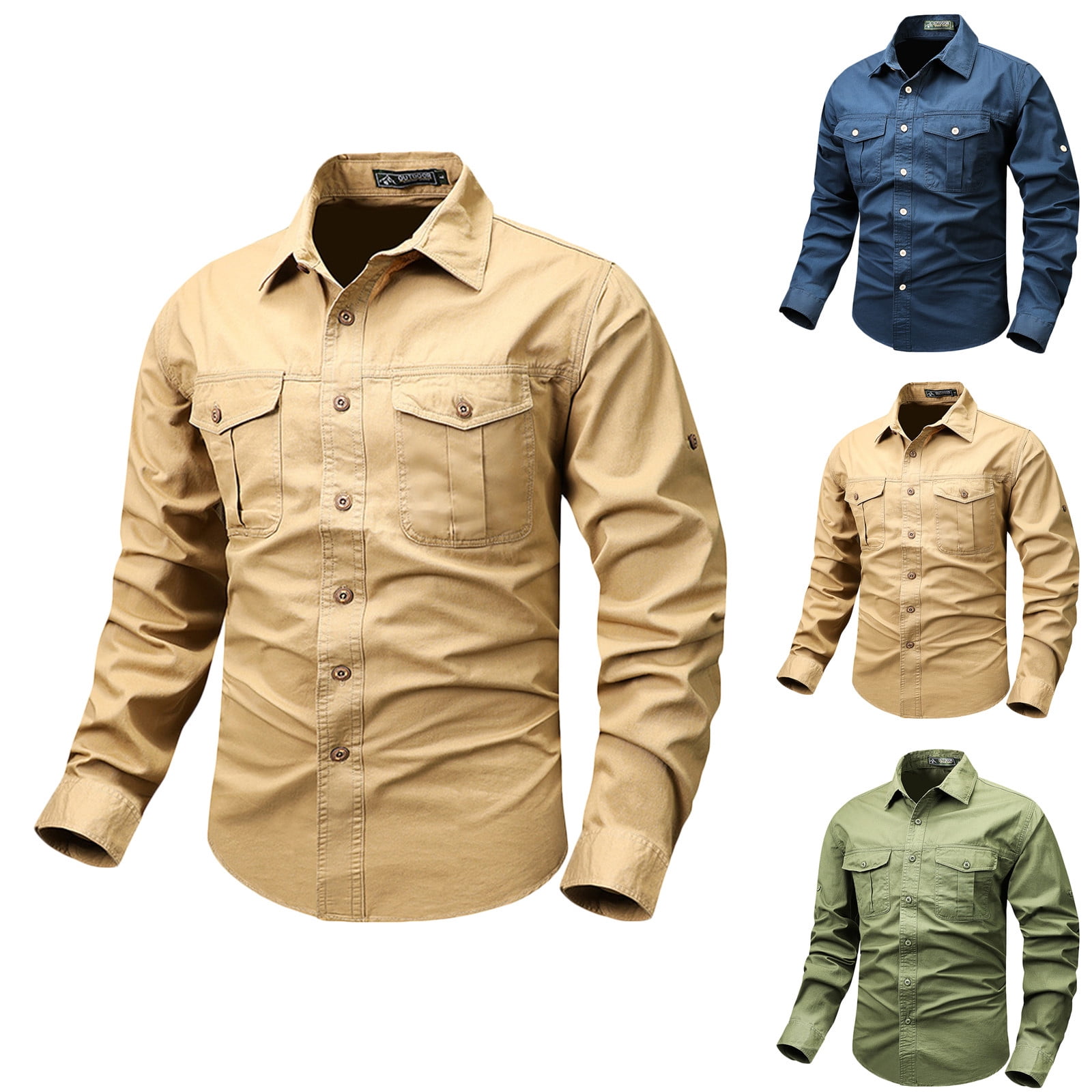 QATAINLAV Big and Tall Tactical Shirts for Men with Pockets Casual Long ...