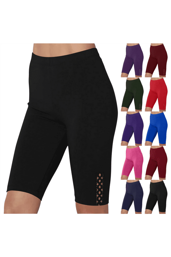 Biker Shorts for Women High Waist Yoga Shorts with Pockets Knee Length Stretch Tummy Control Leggings Gym Workout Athletic Running Tight Shorts Hoy Oferta Flash Hot Pink XXL