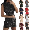 thumbnail image 1 of QATAINLAV Black Women's Glitter Sequin Dress Sleeveless Crew Neck Evening Party Cocktail Mini Dress Sparkly Bodycon Clubwear M, 1 of 10