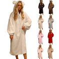 thumbnail image 1 of QATAINLAV Blanket Oversized Hoodie Pajamas for Women Cute Ear Hooded Sweatshirt Dress Long Sleeve Pullover Pajamas, Beige, XL, 1 of 10