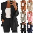 thumbnail image 1 of QATAINLAV Blazer Sets for Women Business Casual Blazer Jacket and Loose Straight Leg Pants 2 Piece Outfits Solid Color Work Clothing Suits Mothers Day Gifts Khaki L, 1 of 7
