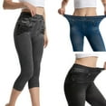 thumbnail image 1 of QATAINLAV Blue Capri Leggings for Women High Waisted Stretch Denim Skinny Cropped Yoga Pants Solid Color Tight Capris L, 1 of 6