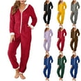thumbnail image 1 of QATAINLAV Blue Christmas Pajama for Women Winter Fleece Warm Onesie Pants Xmas Zip Hooded Jumpsuit with Pocket Loungewear, 1 of 9