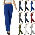thumbnail image 1 of QATAINLAV Blue Stretchy Dress Pants for Women Elastic High Waisted Straight Leg Yoga Pants Solid Office Business Work Trousers with Pockets, 1 of 10