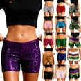 thumbnail image 1 of QATAINLAV Blue Women Sparkly Sequin Shorts Glitter Elastic High Waisted Straight Leg Shorts Festival Party Outfits, 1 of 9