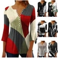 thumbnail image 1 of QATAINLAV Bohemian Tops for Women 2025 Fashion Boho Floral Print Blouse 3/4 Bell Sleeve V Neck Henley Shirts Casual Pleated Tunics Multicolor S Mother's Day Gifts, 1 of 9