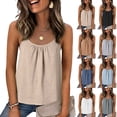 thumbnail image 1 of QATAINLAV Boho Summer Tops for Women Spaghetti Strap Camisole Top Ruffled Sleeveless Blouse Beach Vacation Outfits White XXXL, 1 of 8