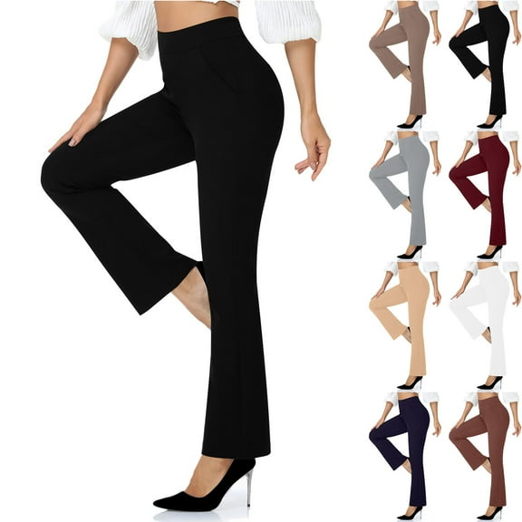 QATAINLAV Bootcut Flare Pants for Women Business Casual High Waisted Dress Pants Solid Slim Fit Bell Bottom Trousers Navy XXL Ofertas Flash Del Dia