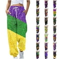 thumbnail image 1 of QATAINLAV Bound Ankle Pants with Pockets for Women Mardi Gras Mask Print Drawstring Sweatpants Casual High Waisted Jogger Pants Carnival Clothes Multicolor L Christmas Clearance, 1 of 5