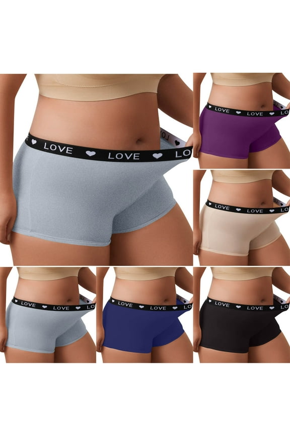 Boyshort Underwear for Women Comfy Cotton Boxer Briefs Full Coverage Ladies BoyShorts Panties Plus Size Gray XXL Ofertas Flash