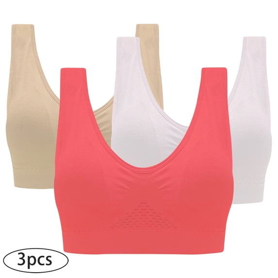 QATAINLAV Breathable Cool Liftup Air Bra, 2024 New Women's Underwear Hollow Breathable Mesh Hole No Steel Ring Sports Bras 3 Pack Ofertas Flash Del Dia Multicolor XL
