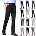 thumbnail image 1 of QATAINLAV Business Casual Outfits for Men Dress Pants Slim Fit Straight Leg Work Pants Solid Color Full Length Trousers with Pockets Dark Gray XL, 1 of 6