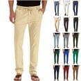 thumbnail image 1 of QATAINLAV Business Casual Work Trousers for Men Drawstring Elastic Waist Dress Pant Solid Color Straight Leg Pants with Pockets Black S Ofertas Relampago de Hoy, 1 of 8