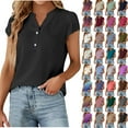 thumbnail image 1 of QATAINLAV Business Work Tops for Women Dressy Casual Blouses Cute Tulip Hem Short Sleeve Tshirts Fashion Floral Print V Neck Henley Shirts Multicolor S, 1 of 6