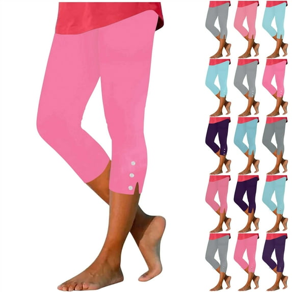 QATAINLAV Capri Leggings for Women 2025 High Waisted Cutout Yoga Capris Lightweight Cropped Pants Soft Lounge Capri Pants Pink M Mother's Day Gifts