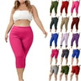 thumbnail image 1 of QATAINLAV Capri Leggings for Women 2025 Plus Size Elastic Waist Knee Length Workout Capris Solid Color Summer Casual Comfy Cropped Pants Dark Gray XXXXL Mothers Day Gifts, 1 of 9