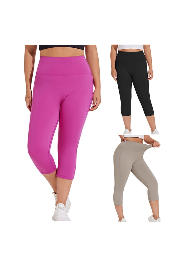 Capri Leggings for Women Knee Length Dressy Casual Cropped Yoga Pants High Waisted Butt Lifting Legging Capris, Black, XXL, Mothers Day Gifts