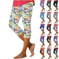 thumbnail image 1 of QATAINLAV Capri Leggings for Women Summer Elastic Waist Slim Fit Yoga Bottom Pants Floral Print Cropped Legging Casual Workout Capris Black S, 1 of 6