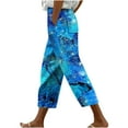 thumbnail image 1 of QATAINLAV Capri Pants for Women 2024 Butterfly Print Straight Leg Cropped Trousers Summer Casual Drawstring High Waisted Beach Capris Pants with Pockets Flash Deals Today Multicolor XXL, 1 of 4