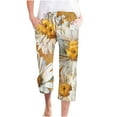 thumbnail image 1 of QATAINLAV Capri Pants for Women 2024 Trendy Floral Print Cropped Trousers Casual Summer Drawstring Straight Beach Pants Linen Capris Pant with Pockets Sales of the Day Blue 3XL, 1 of 4