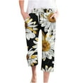 thumbnail image 1 of QATAINLAV Capri Pants for Women 2024 Trendy Floral Print Cropped Trousers Casual Summer Drawstring Straight Beach Pants Linen Capris Pant with Pockets Todays Daily Sales Purple 3XL, 1 of 4