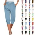 thumbnail image 1 of QATAINLAV Capri Pants for Women Casual Cropped Soft Sweatpants Outdoor Drawstring Waist Joggers Shorts Trendy Geometric Prints Yoga Pants with Pockets Blue XXL, 1 of 7