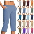 thumbnail image 1 of QATAINLAV Capri Pants for Women Dressy Casual Stretch Office Work Cropped Pant Summer Lightweight Yoga Workout Capris with Pockets Army Green XL Fall Savings, 1 of 8