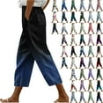 thumbnail image 1 of QATAINLAV Capri Pants for Women Fashion Gradient Print Capris with Pockets Casual Loose Crop Trousers Vacation Outfits Blue XXXL My Orders Placed By Me, 1 of 6