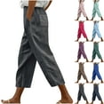 thumbnail image 1 of QATAINLAV Capri Pants for Women High Waisted Drawstring Going Out Capris Summer Loose Comfy Beach Cropped Trouser with Pockets Blue XXL Ofertas de Hoy en Liquidación, 1 of 6