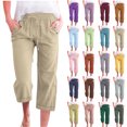 thumbnail image 1 of QATAINLAV Capri Pants for Women Plus Size Cotton Linen Capris Summer Casual Drawstring Crop Pants Solid Color Lounge Cropped Trousers with Pockets Coffee XXXXL Camisas Para Hombres, 1 of 6