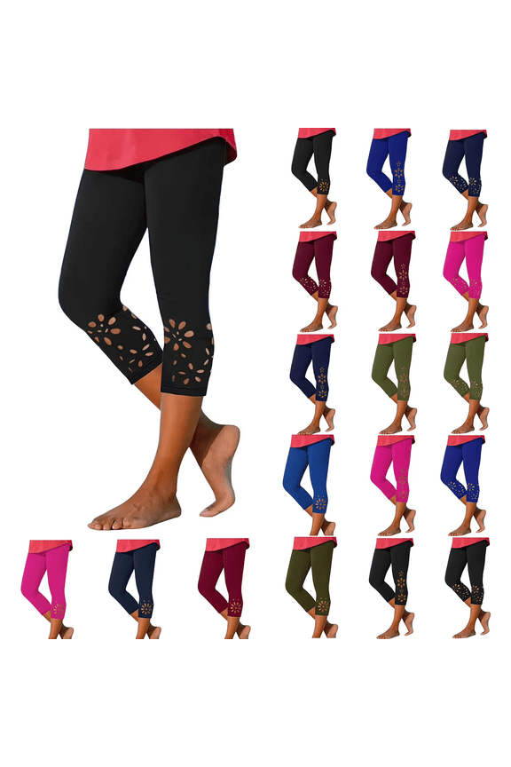 Capri for Women Tummy Control, 2026 Summer Womens Elastic Cropped Leggings Trendy Solid Color Yoga Pants Casual Workout High Waisted Capris Leggings Navy XL