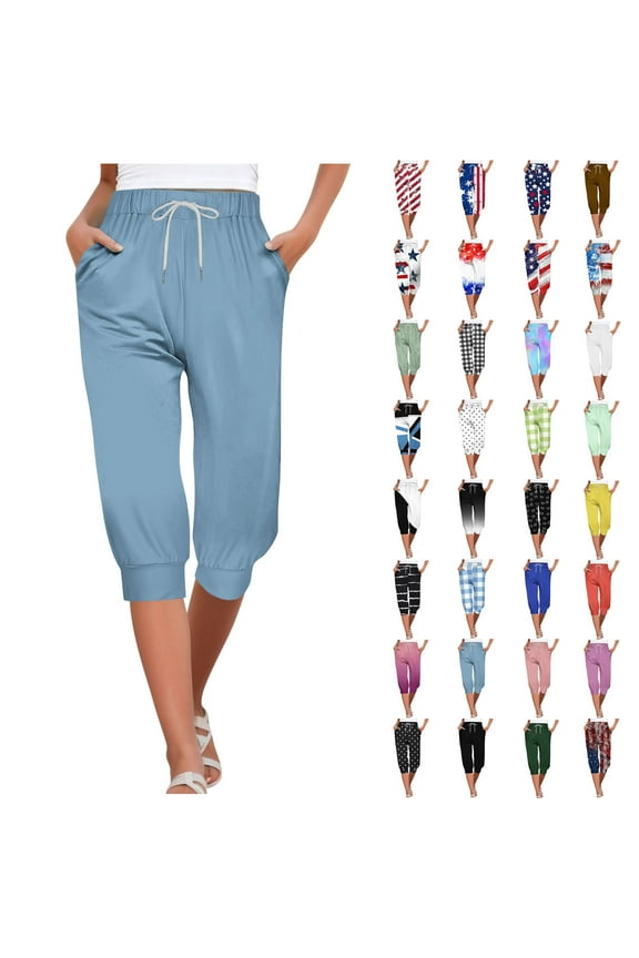 Capris for Women Short Sweatpants Summer Casual Drawstring Harem Sports Pants Trendy Tie Dye Prints Going Out Jogger Shorts with Pockets Pink M