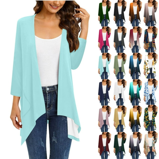 QATAINLAV Cardigan Women Dressy, Fall Loose Flowy Hem Shirts Fashion Floral Print Shawl Half Sleeve Duster Coat Hiking Outerwear My Orders Placed by Me Multicolor 5XL
