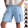 thumbnail image 1 of QATAINLAV Cargo Jean Shorts for Women Loose Wide Leg Knee Length Long Shorts with Pockets Summer Casual Denim Shorts Traval Outfits White L, 1 of 10