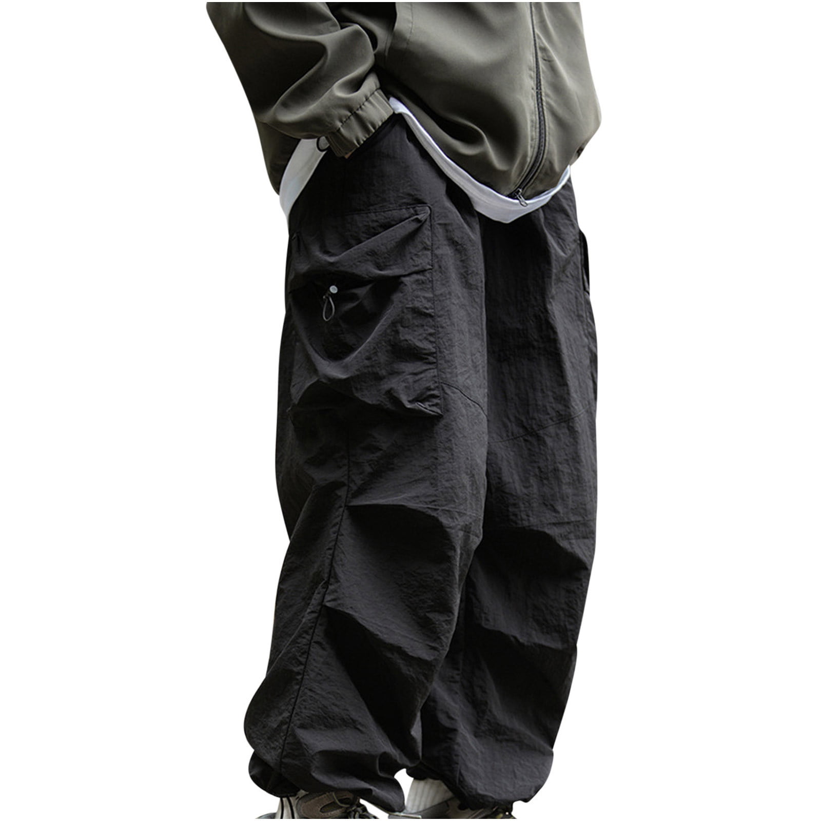 QATAINLAV Cargo Pants Men's High Waisted Parachute Sweatpant QATAINLAV Cargo Pants Men's High Waisted Parachute Sweatpant