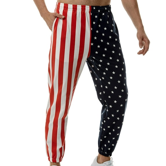 QATAINLAV Casual Pants for Men 4th of July Patriotic Sweatpants with Pockets American Flag Print Long Trousers Independence Day Outdoor Sport Pant Lightening Sale Red S