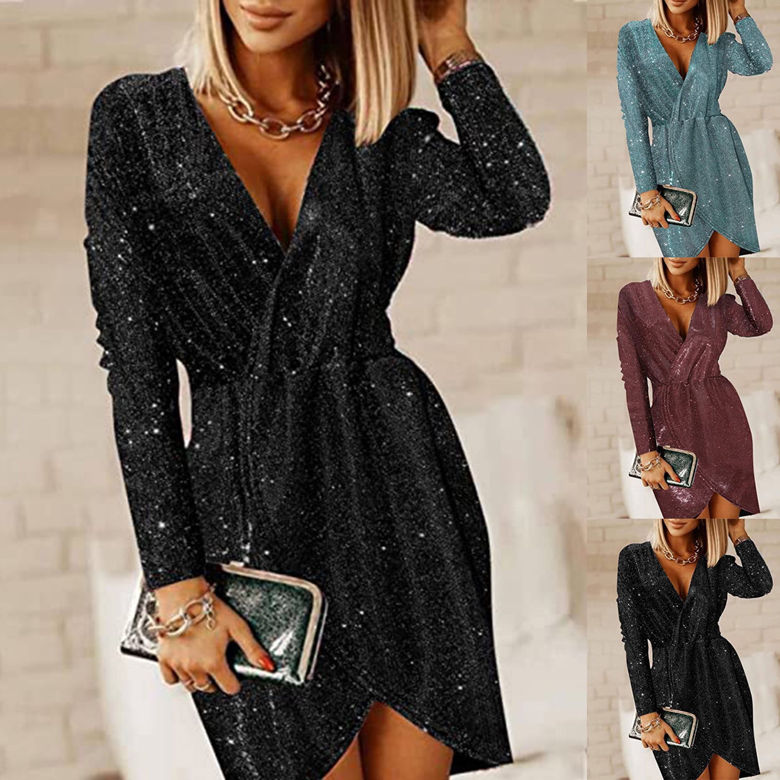 New sequin long sleeve casual party fashion women's dress main image 0