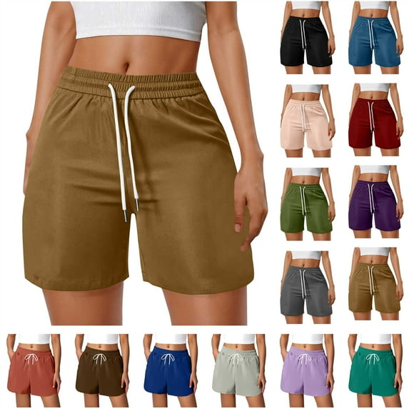 QATAINLAV Casual Shorts for Women Drawstring High Waisted Workout Tennis Athletic Stretchy Shorts Summer Loose Wide Leg Short Pants with Pockets Mint Green L Hoy Oferta Flash