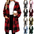 thumbnail image 1 of QATAINLAV Checkered Sherpa Jacket for Women Long Sleeve Button Hooded Fleece Coat Fall Winter Long Plaid Shacket with Pockets, 1 of 7